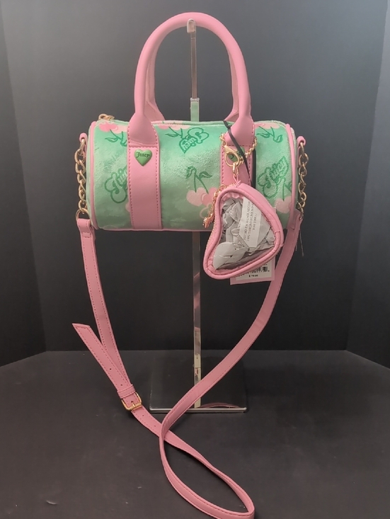 Juicy Couture Handbags - NWT,Juicy Couture 'Retro Juicy Cherry's Green/Pink Mini Barrel Bag.
